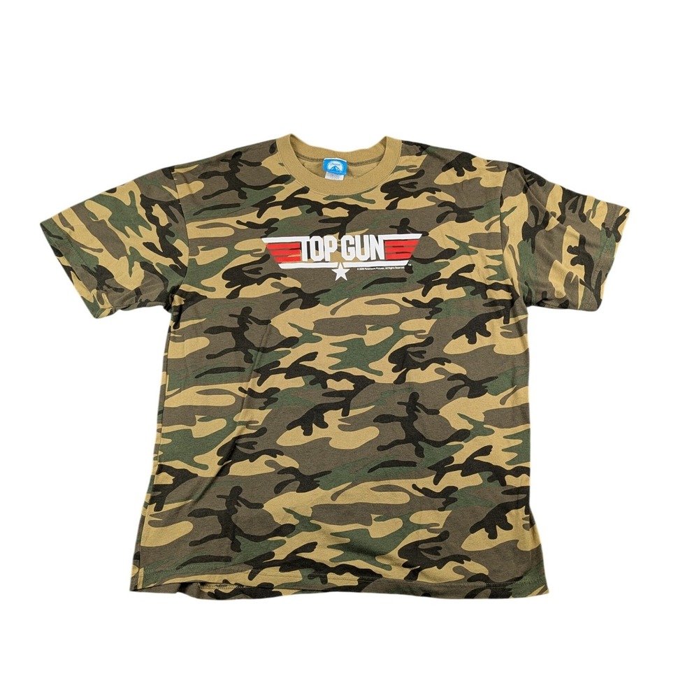 Top Gun Paramount Pictures Camo Graphic T-Shirt Mens‎ XL 2007 Spell Out